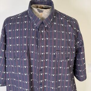 VTG Roper Mens Western Shirt 4XT Woven Longhorn UT Cowboy Rodeo Short Sleeve